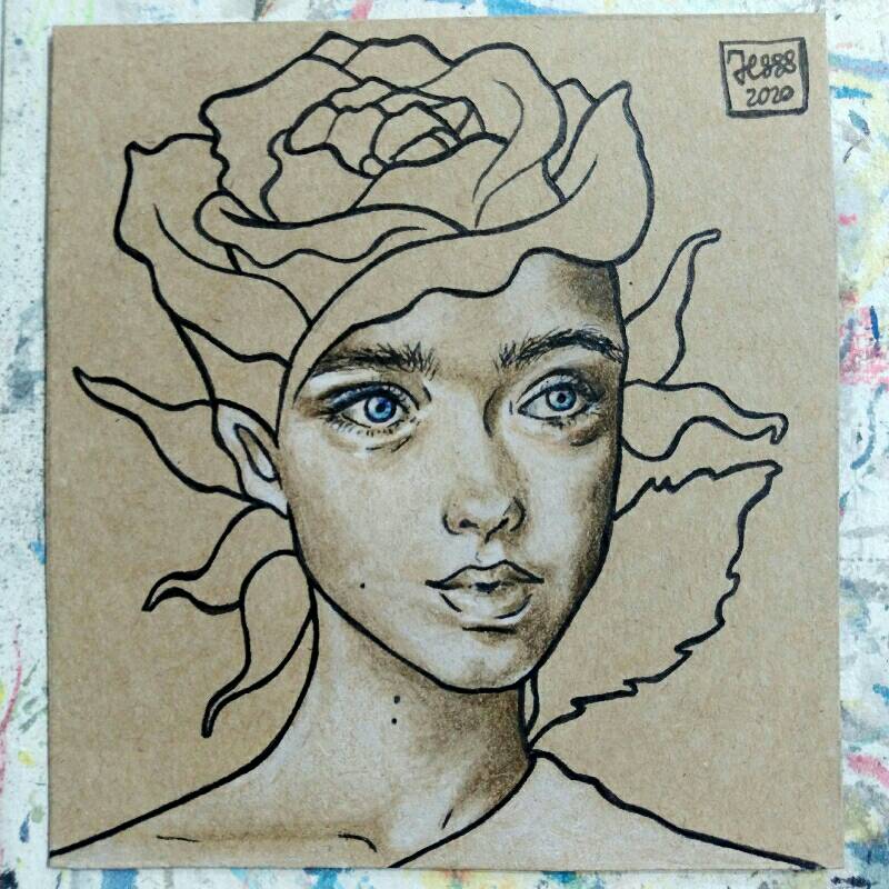 rose by Jesss (Pen, Colored pencil)