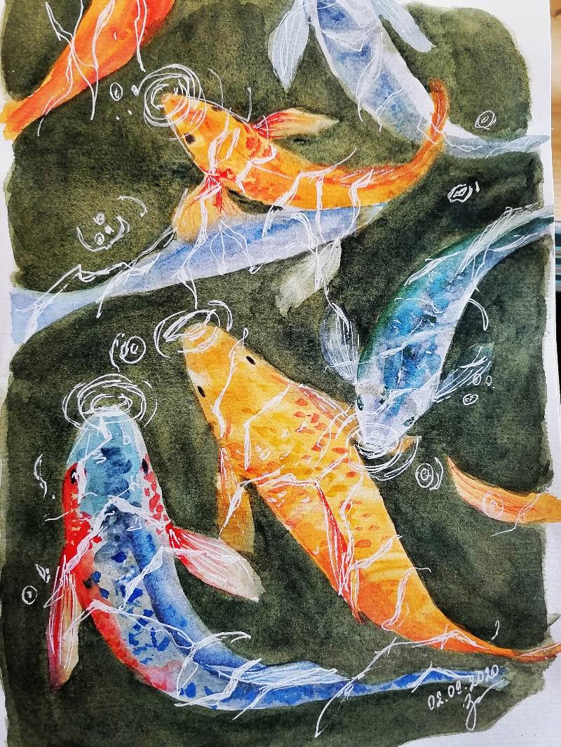 fish by Lucifel (Watercolor, Pen, Ink)