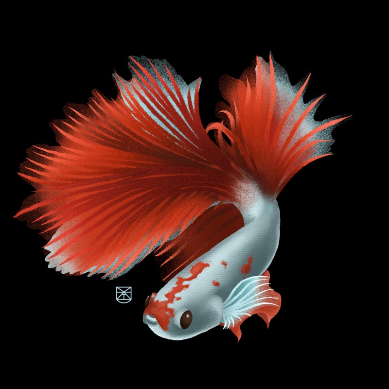 fish by matejovski (Ink, Digital, Oil pastel)