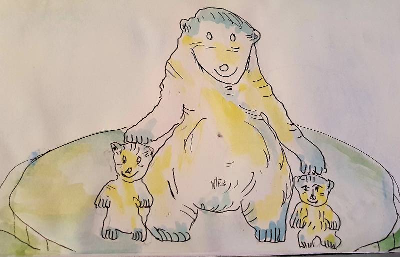 cub by Indigo_London (Watercolor, Pen, Ink, Soft pastel)