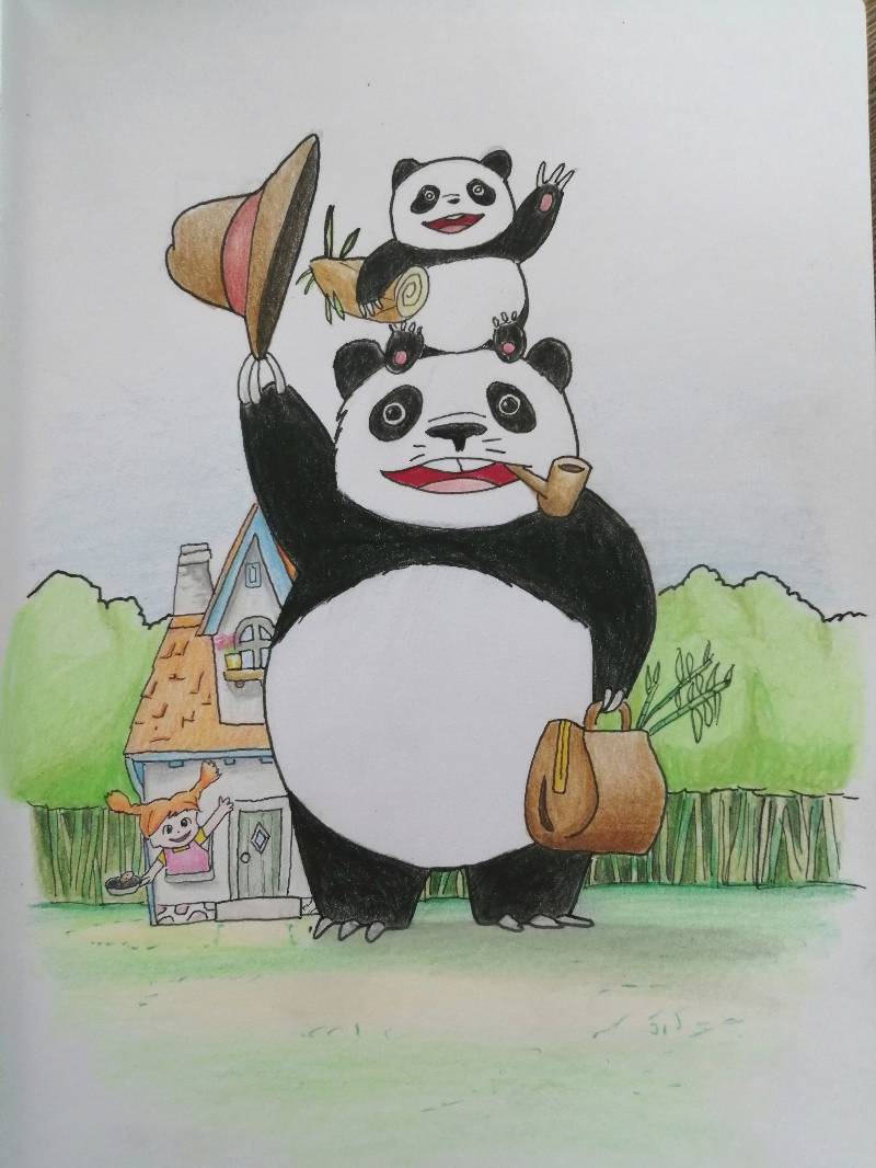 panda by Nikusan (Ink, Colored pencil)