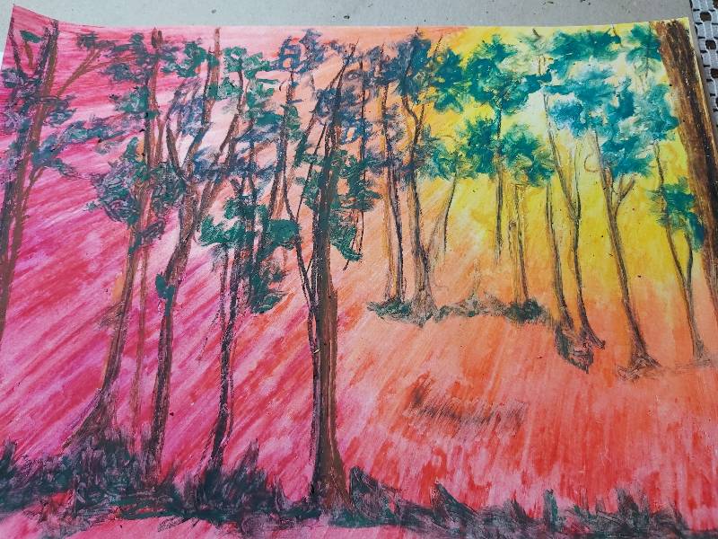 woods by karenb (Oil pastel)