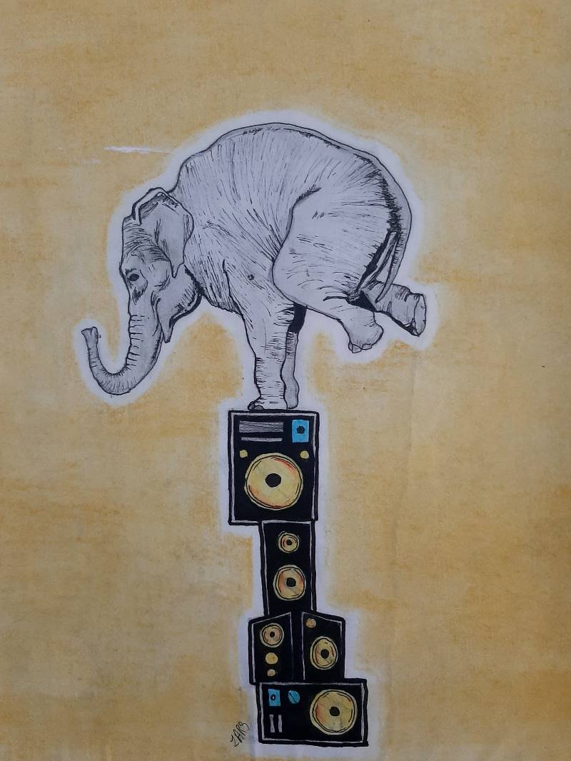 elephant by luiss (Pencil, Ink, Soft pastel)