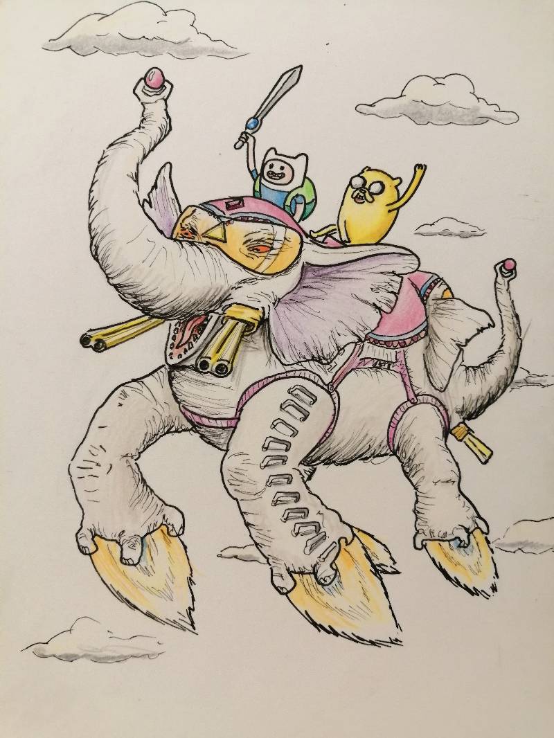elephant by Nikusan (Ink, Colored pencil)