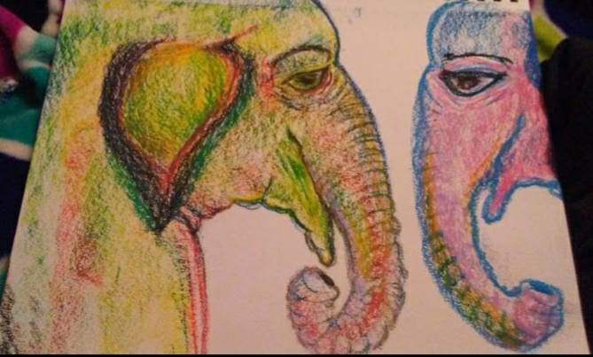 elephant by mazzy_moon (Oil pastel)
