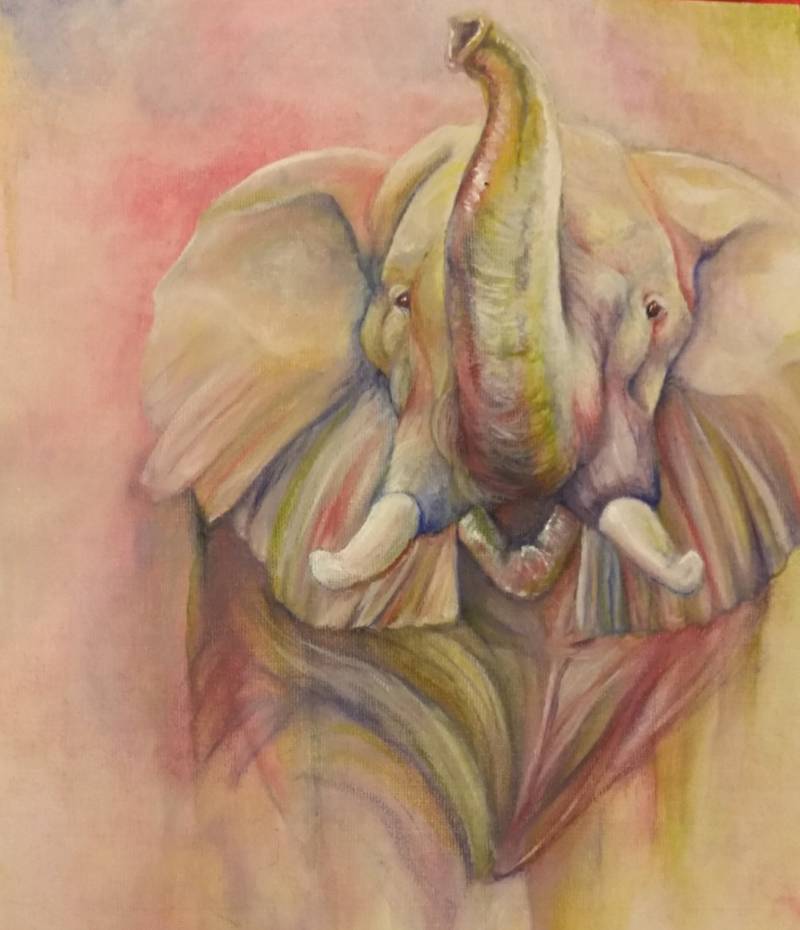 elephant by FoxyRed (Oil paint, Colored pencil)