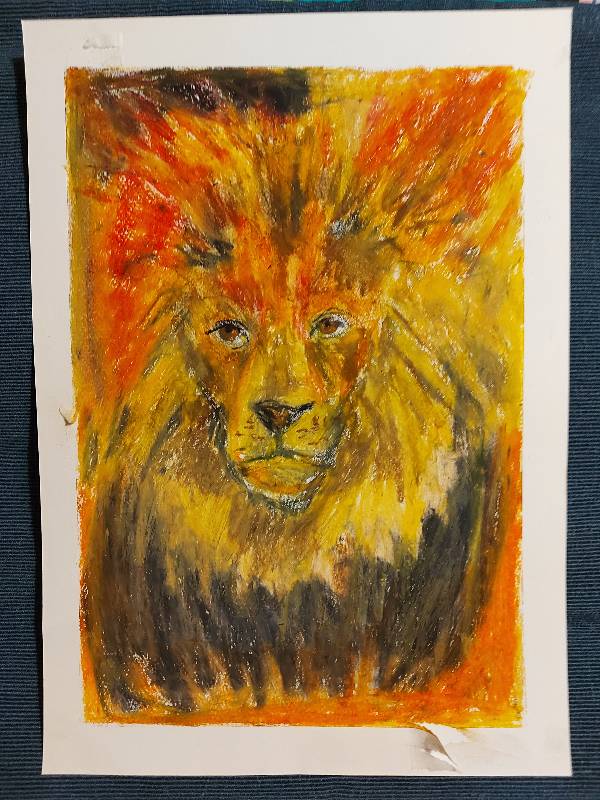 lion by Lidija (Oil pastel)