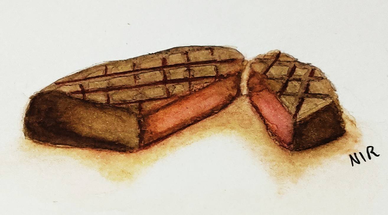 steak by almaboricua (Watercolor, Pen)