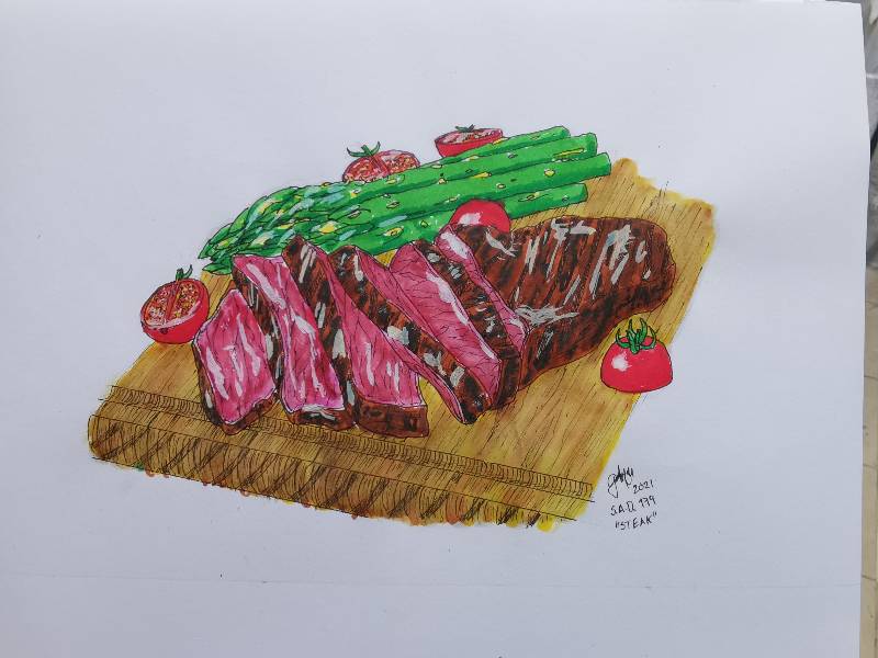steak by Szewicz (Ink, Markers)