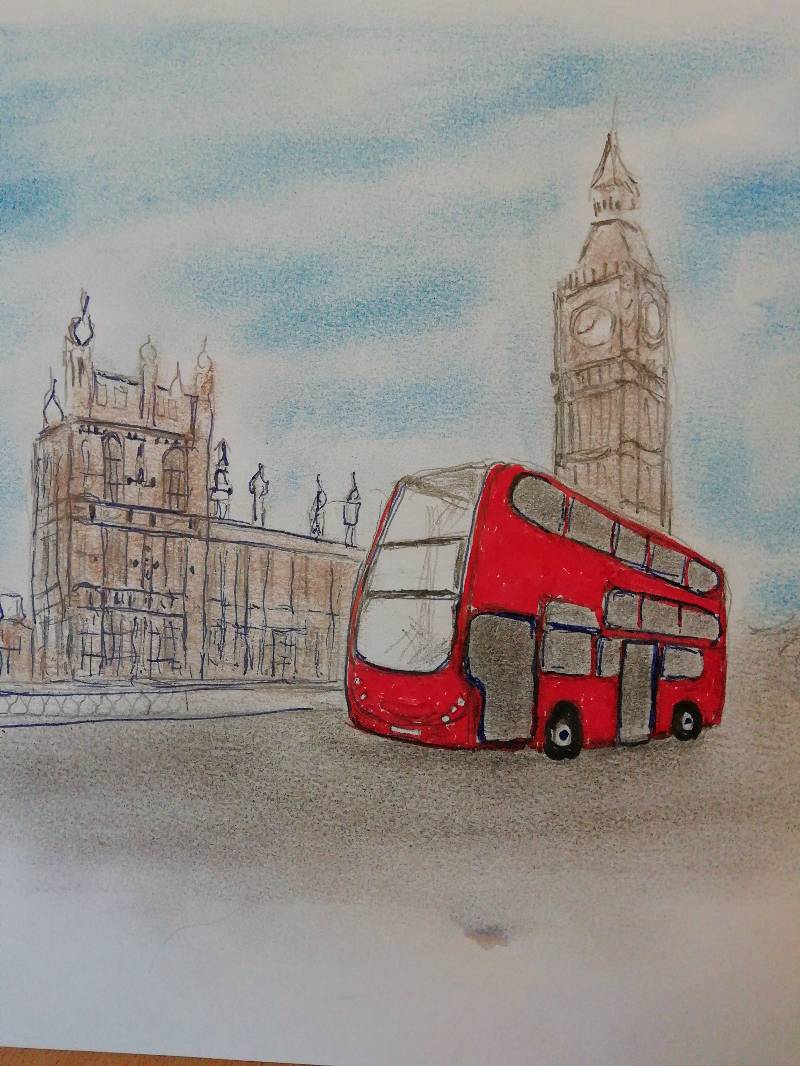 london by Ekisz (Pencil, Pen, Markers, Soft pastel)