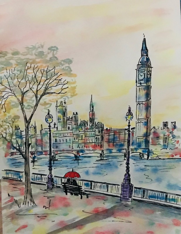 london by fairlawnbj (Watercolor, Pen)