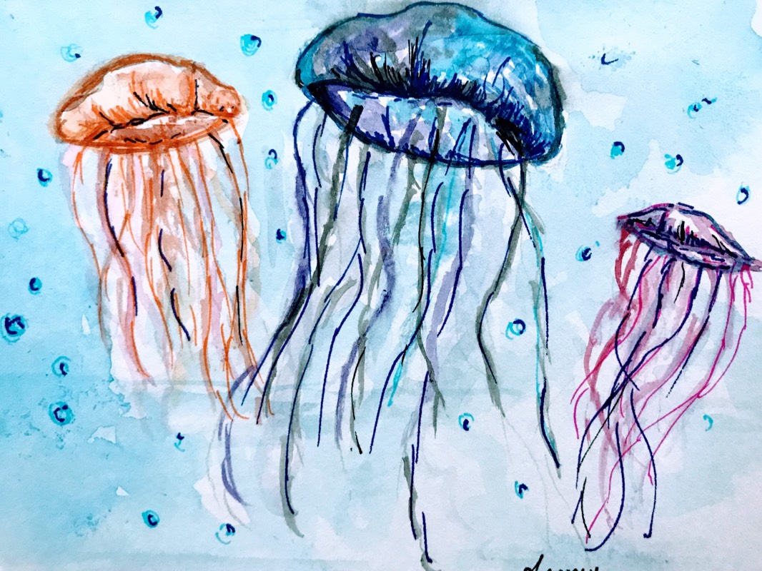 jellyfish by RammyArtworks (Watercolor, Pen, Ink)
