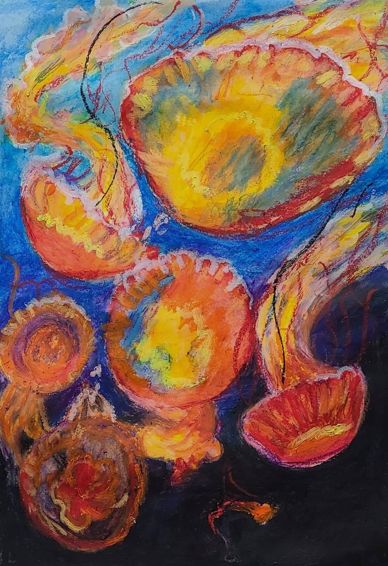 jellyfish by interior_painter_me (Oil pastel)