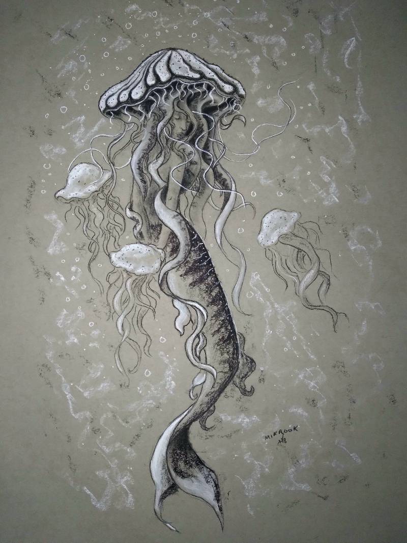jellyfish by mikrook (Soft pastel, Charcoal)