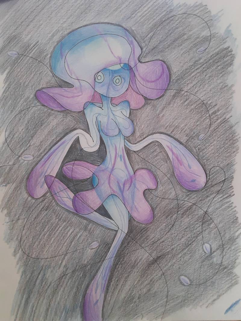 jellyfish by GhostKitty (Pencil, Ink, Colored pencil)