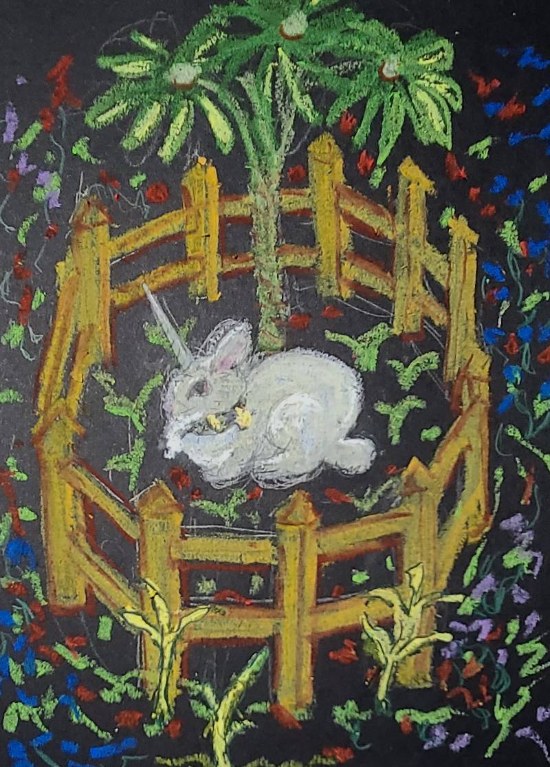 bunny by interior_painter_me (Oil pastel, Colored pencil)