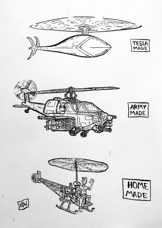 helicopter by KDW (Pencil, Ink)