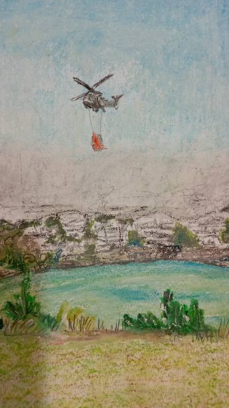 helicopter by TrishH (Pencil, Oil pastel)