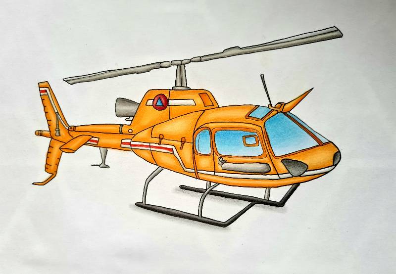 helicopter by Cledesol (Ink, Markers, Colored pencil)