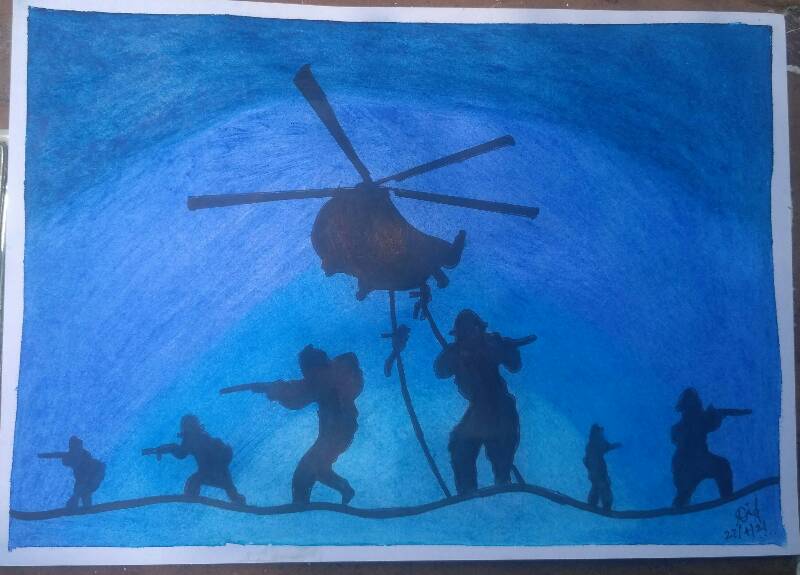 helicopter by nilakssha (Pencil, Markers, Oil pastel, Pen)