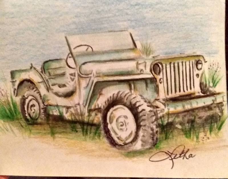 jeep by letha (Pencil, Watercolor, Colored pencil)