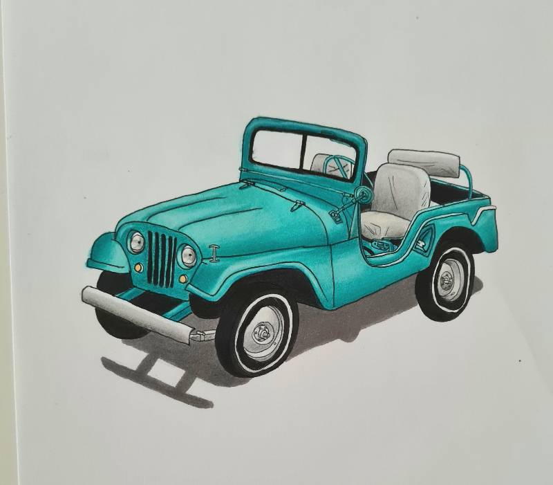 jeep by Cledesol (Ink, Markers, Colored pencil)