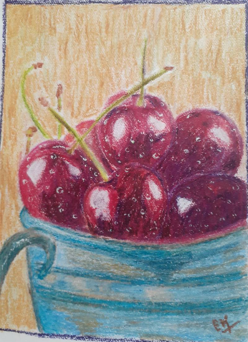 cherry by EzhilK (Oil pastel, Watercolor)