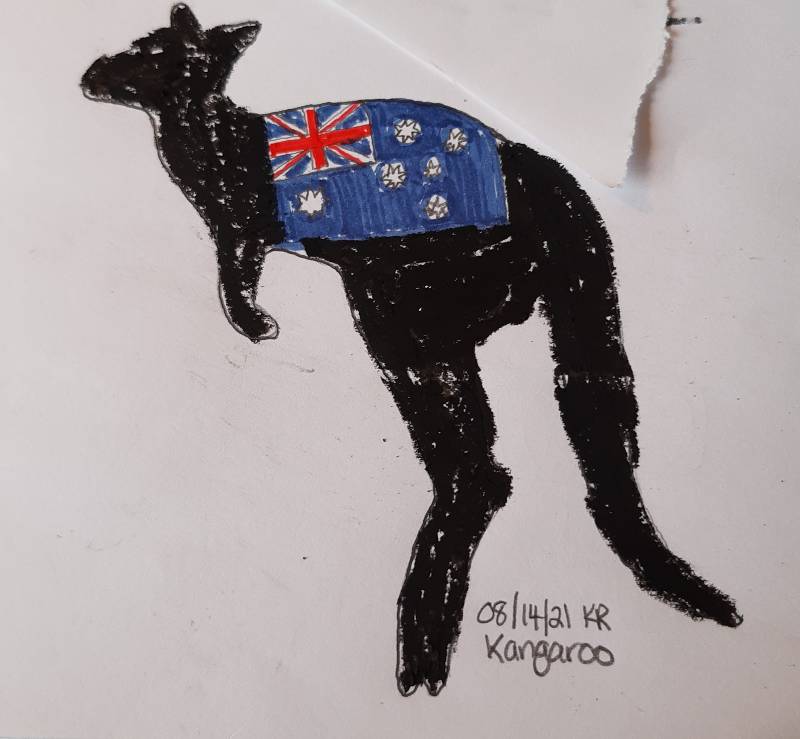 kangaroo by Caringbear (Pencil, Markers, Soft pastel)