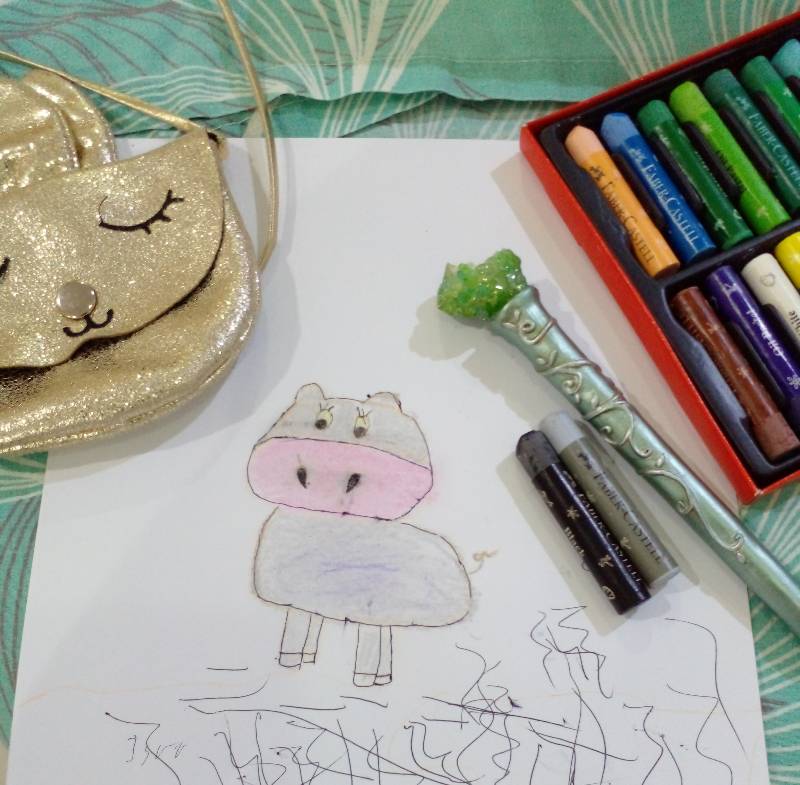 hippo by Soso9years (Pencil, Pen, Oil pastel)
