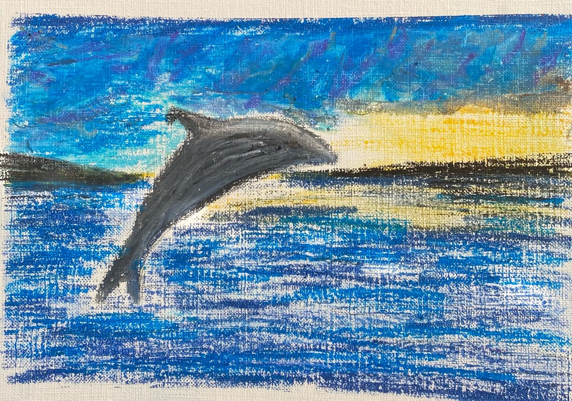 dolphin by rhonakesson (Oil pastel)