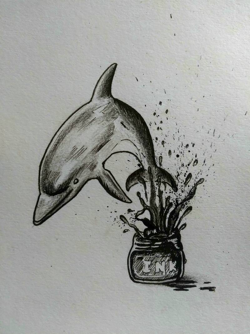 dolphin by mikrook (Ink, Pencil)