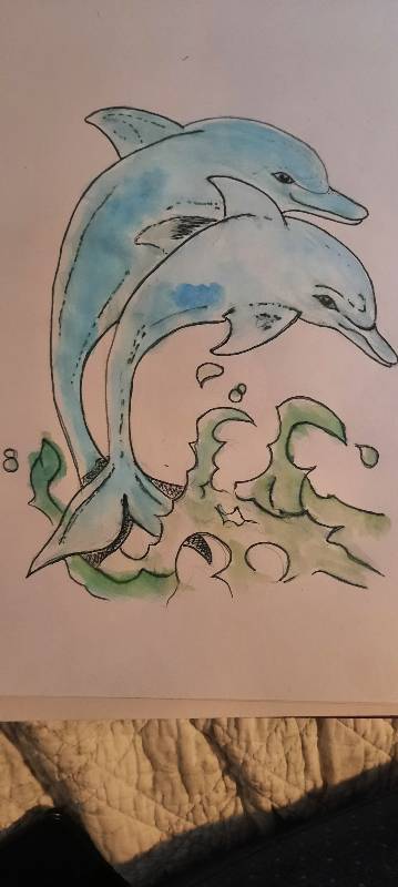 dolphin by hookhorse (Pencil, Watercolor)
