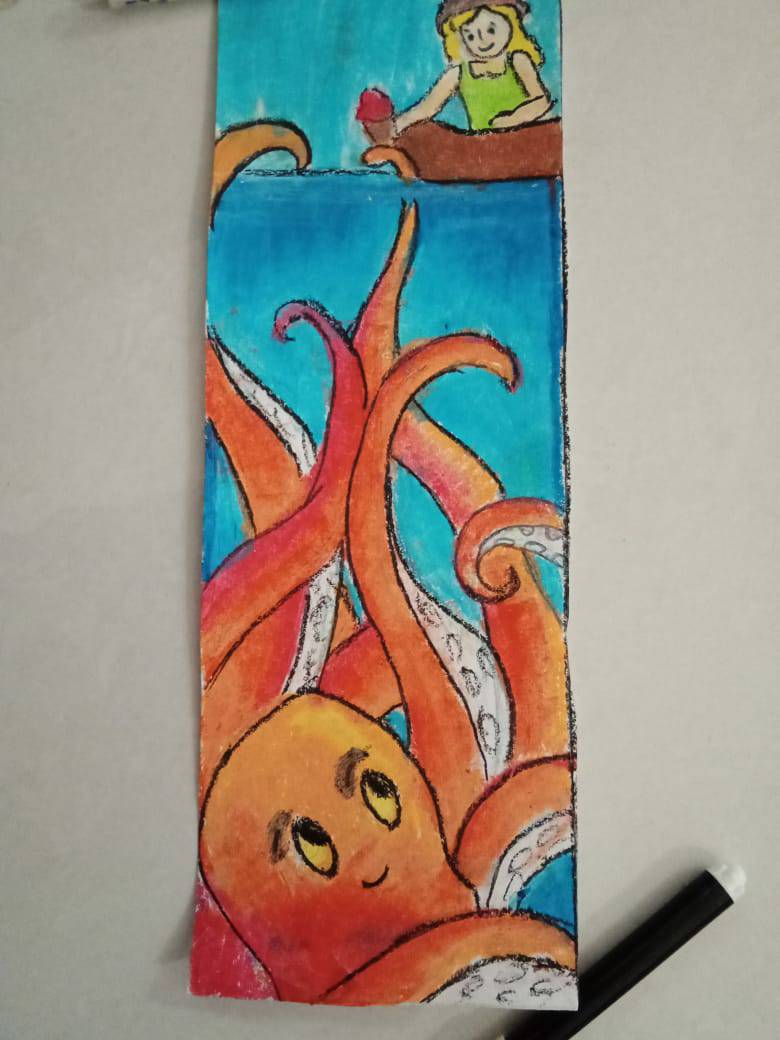 octopus by Aditi_K94 (Pencil, Oil pastel)