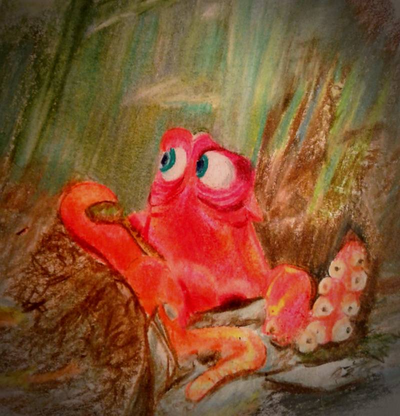 octopus by MBear (Colored pencil, Oil pastel)