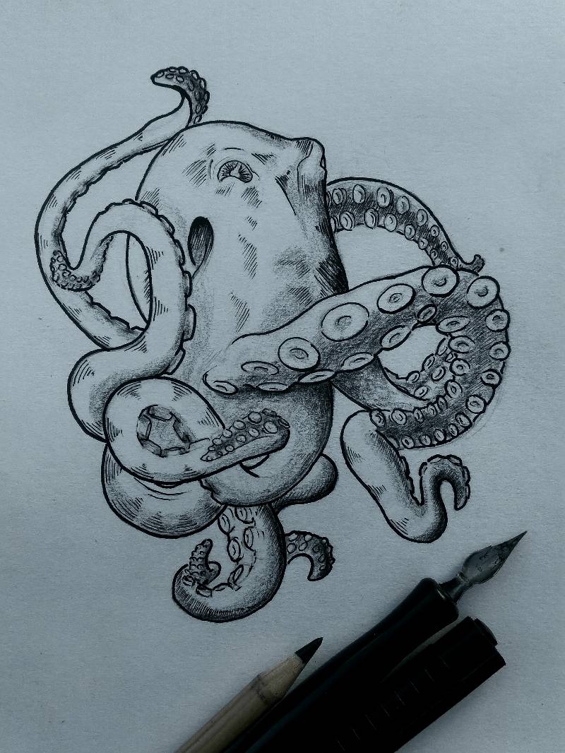 octopus by mikrook (Ink, Pencil)