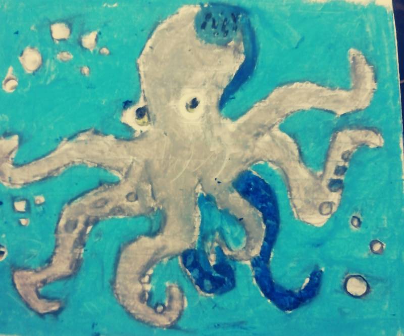 octopus by JoJo92SA (Pencil, Watercolor, Oil pastel)