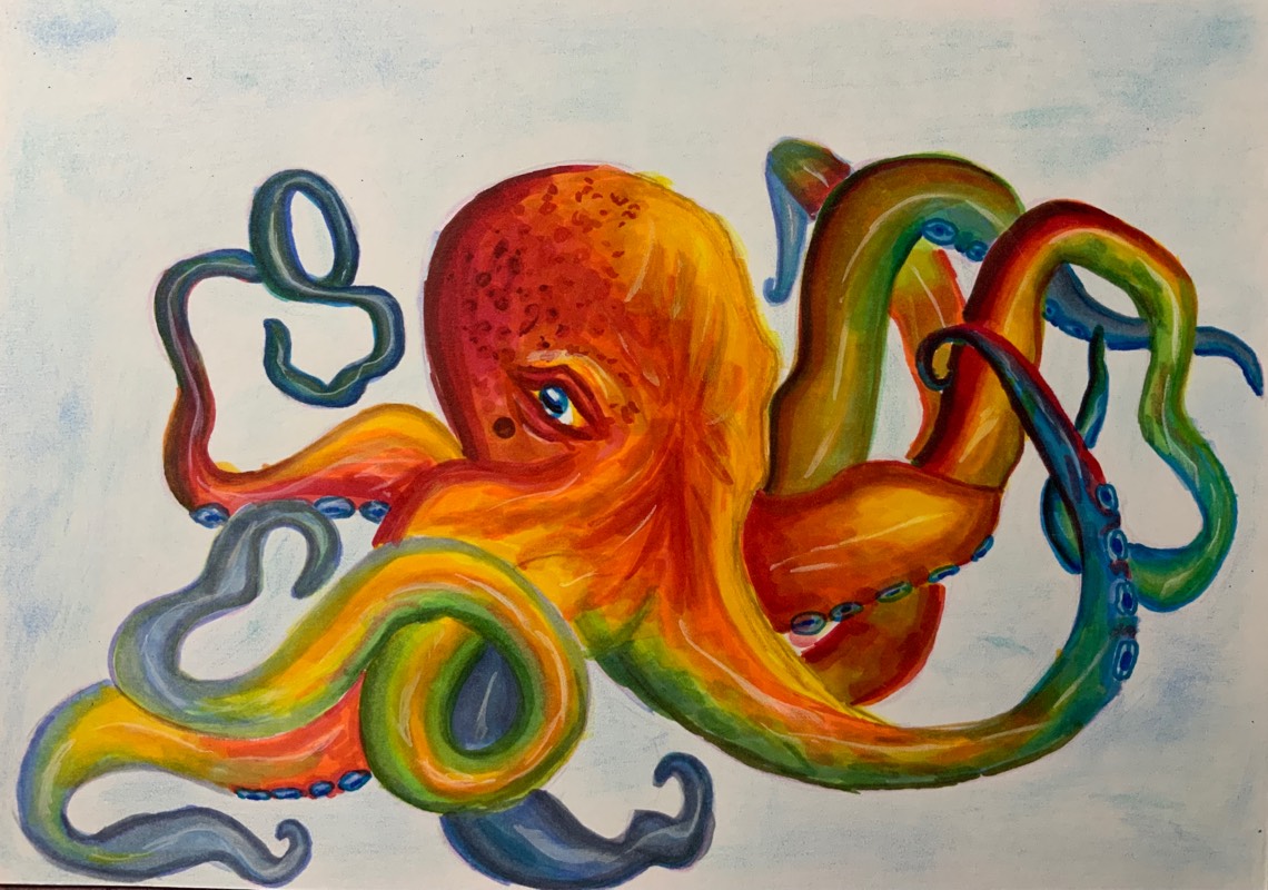 octopus by Leylahpanda (Markers, Colored pencil)