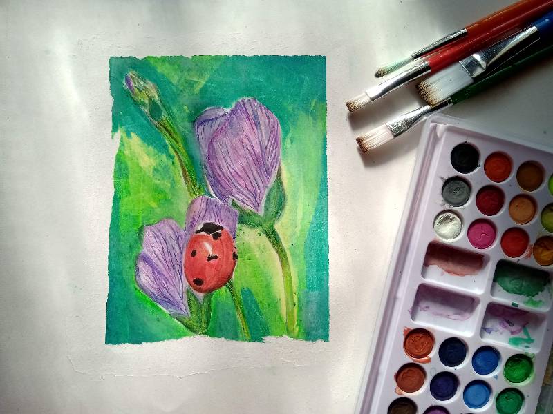 ladybird by puvitha (Watercolor, Pencil, Soft pastel)
