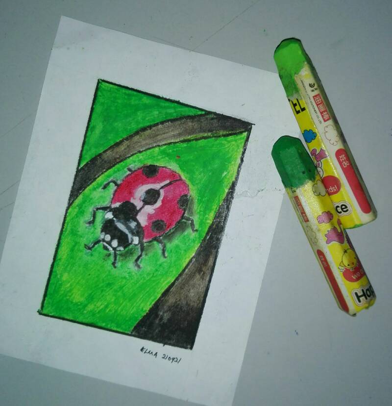 ladybird by ElmaE92 (Pencil, Oil pastel)