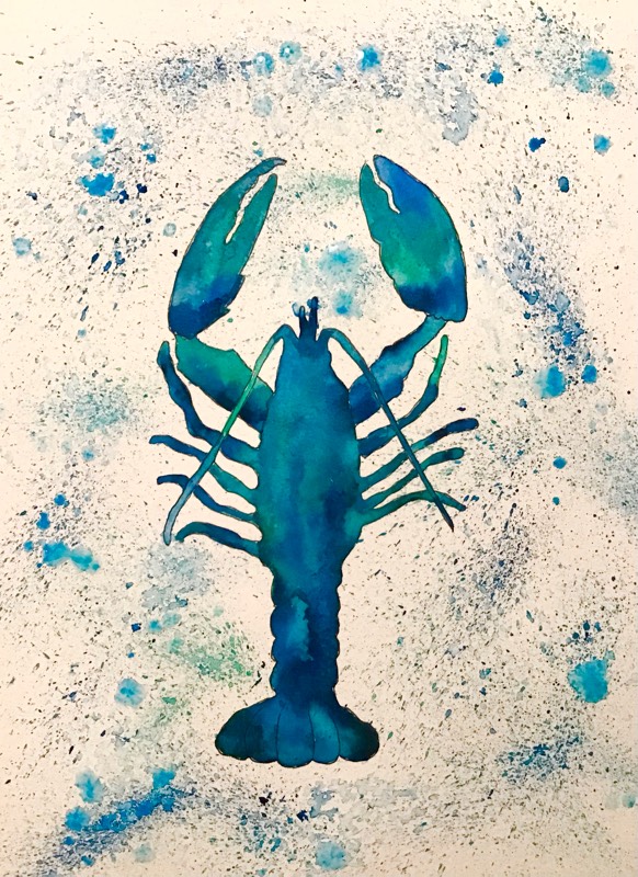 lobster by Sally (Watercolor, Pen)