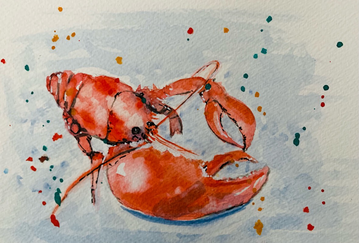 lobster by fairlawnbj (Watercolor, Pen)