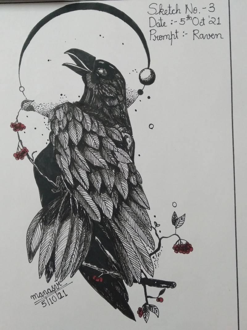 raven by Future_artist0291 (Pen, Markers, Colored pencil)