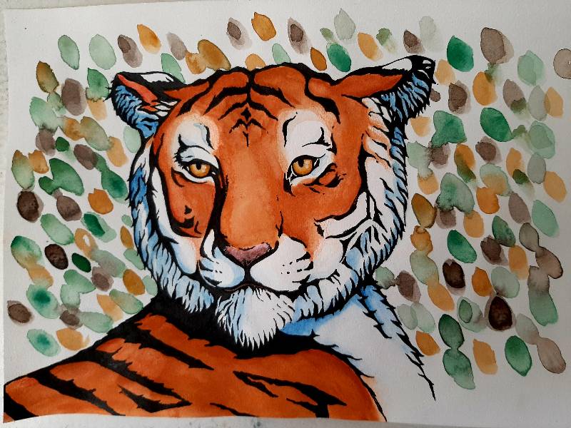 tiger by Kaalimato (Watercolor, Ink, Soft pastel)