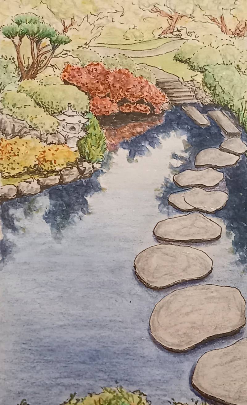 pond by linidont (Watercolor, Colored pencil, Markers, Pen)