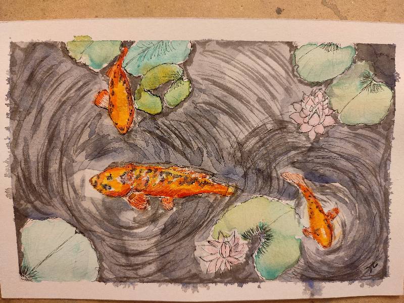 pond by DHeir (Pencil, Ink, Watercolor)