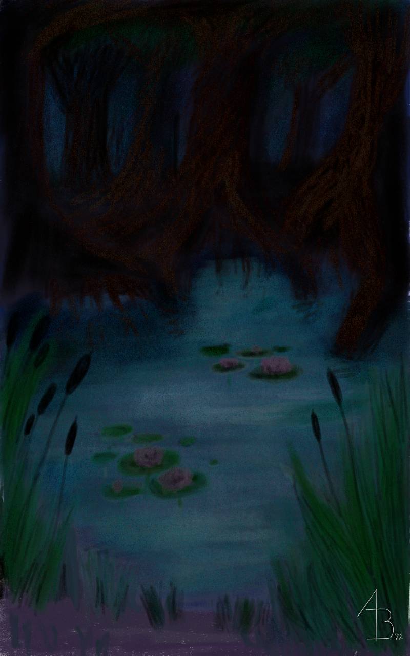pond by theeoccultkidd (Oil pastel, Soft pastel, Digital)