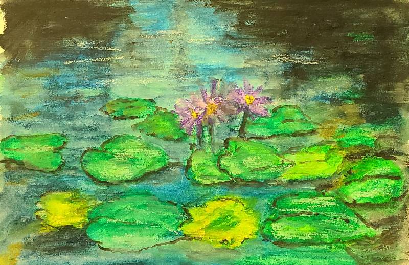 pond by interior_painter_me (Oil pastel)