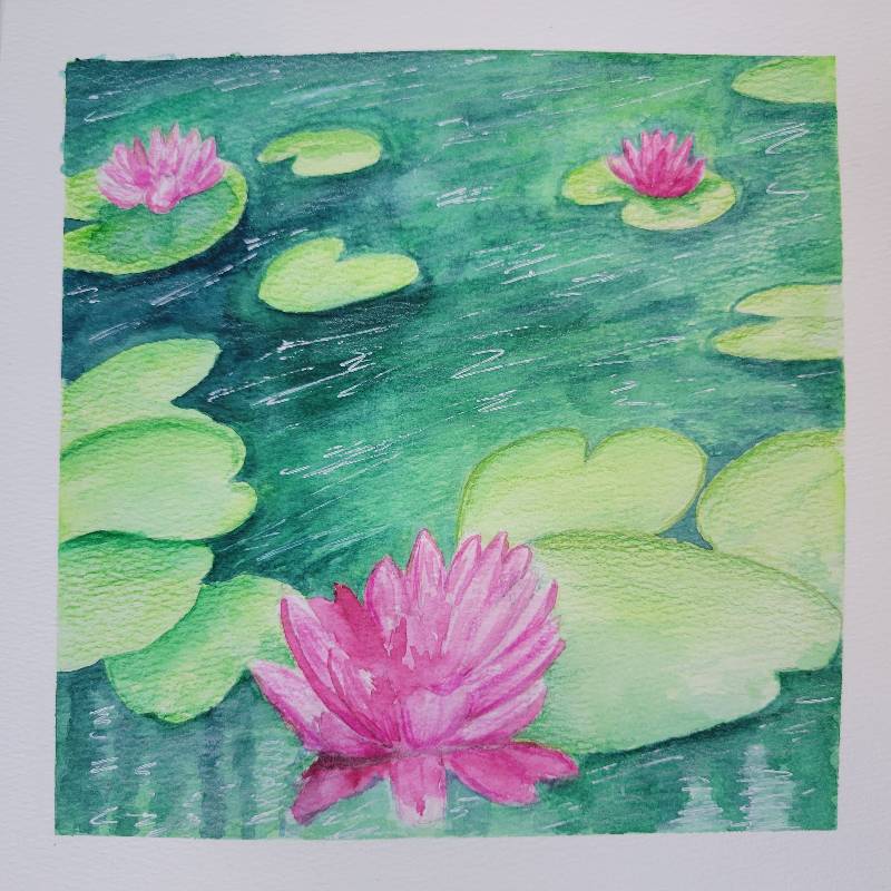 pond by sammie2toes (Pencil, Watercolor, Pen, Colored pencil)