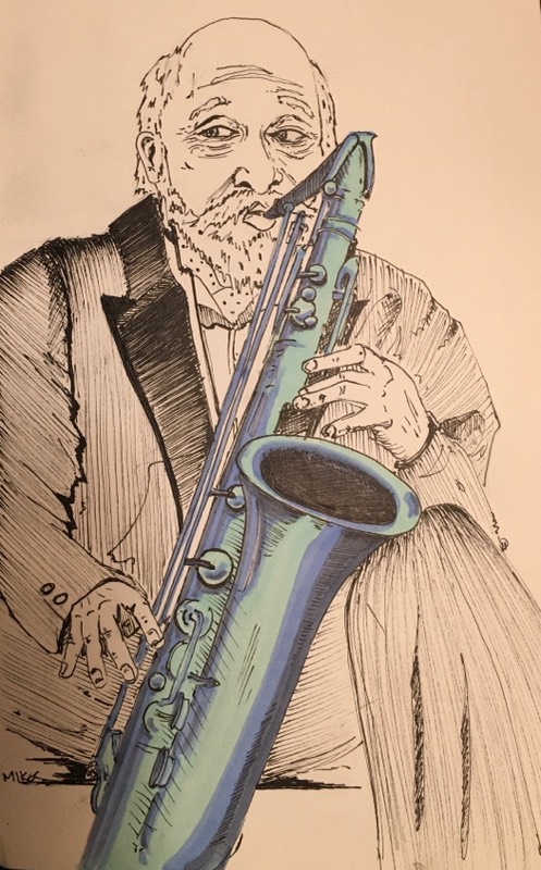 saxophone by Sokimttam (Ink, Markers)