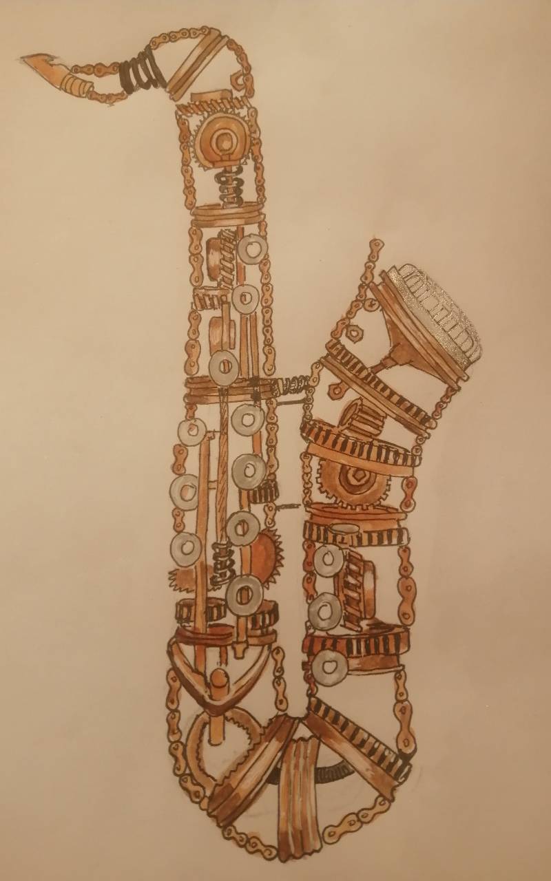 saxophone by kinga_pippo (Ink, Watercolor)